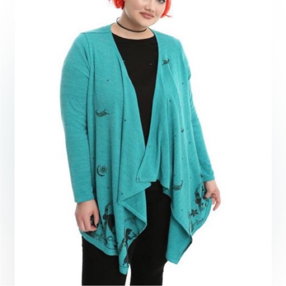 Disney Aladdin Jasmine Teal Girls Open Cardigan Size Medium